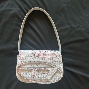 DIESEL 1DR bag white and red with silver